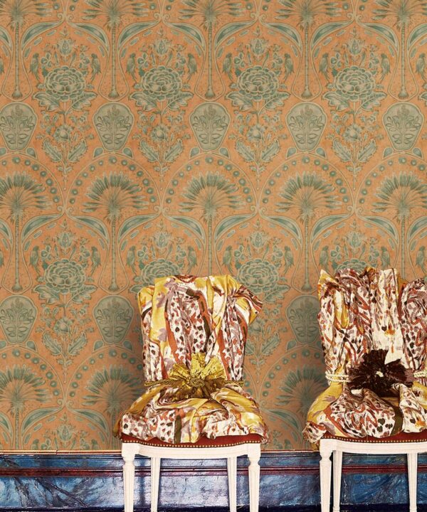 Sanskriti Palm & Rose Art Deco Wallpaper - Image 1